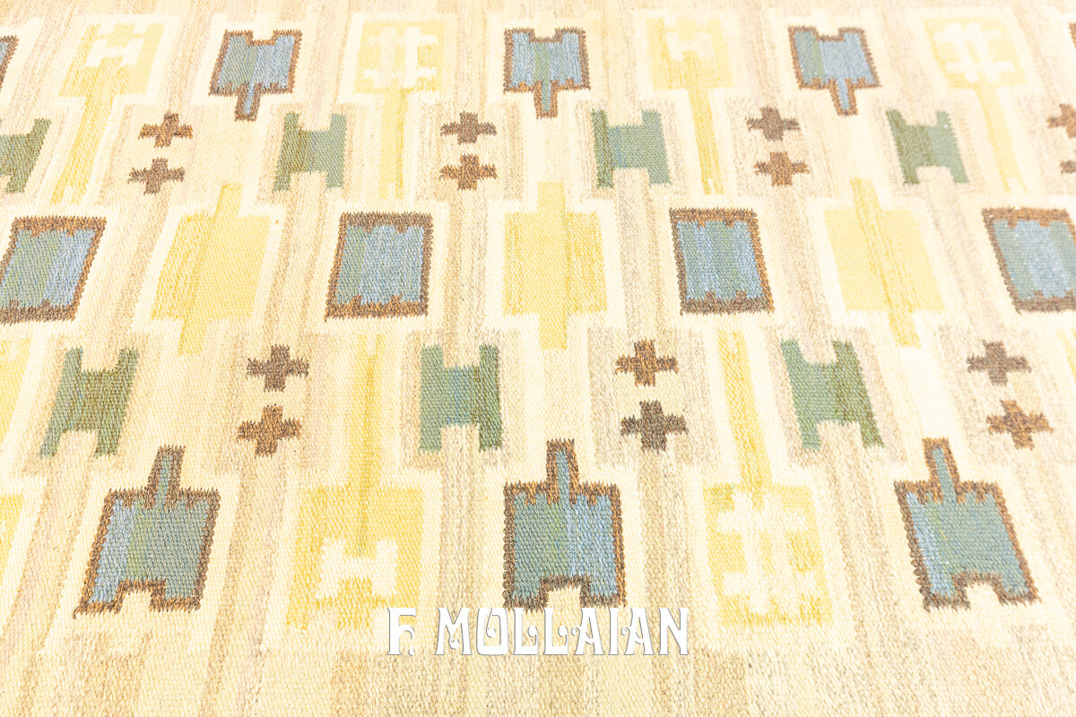 Rollakan Swedish Flat-weave Rug Color Beige n°:485611